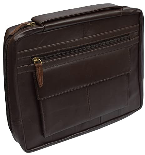 Große Buchumschläge aus echtem Leder, mit Griff, Braun