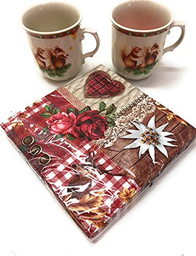 Seltmann Weiden Marie Luise Nostalgie Becher 2er Set mit Servietten Henkelbecher Trinkbecher
