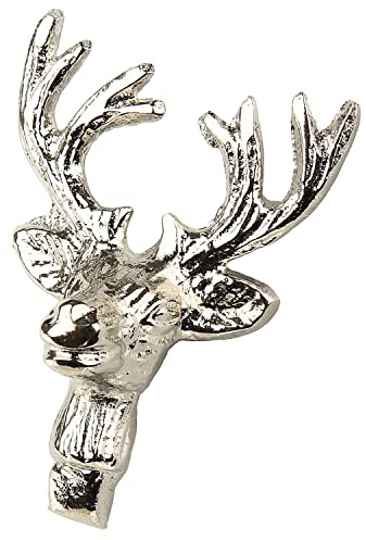 MACOSA PO530802 4er Set Kerzenstecker Hirschkopf Silber Aluminium Kerzenzubehör Verzierung Herbst Kerzen-Piekser Kerzen-Dekoration Kerzenverzierung Deko Hirsch