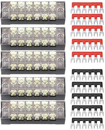 Schraubklemmleiste, Schraubklemmleiste, 5 Stück zweireihig 6 Positionen 600V 15A Schraubklemmenleiste + vorisolierte Klemmleiste