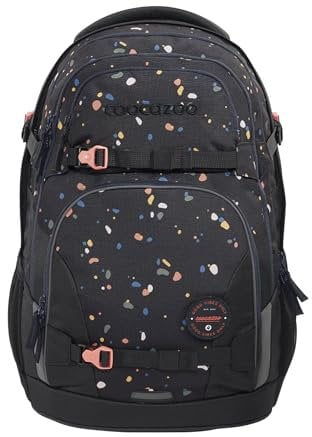 coocazoo Schulrucksack Porter, Sprinkled Candy, schwarz-rosa, ergonomischer & anpassbarer Tornister, höhen- & größenverstellbar, mit Brustgurt & Hüftgurt, leicht & individuell, ab der 3. Klasse