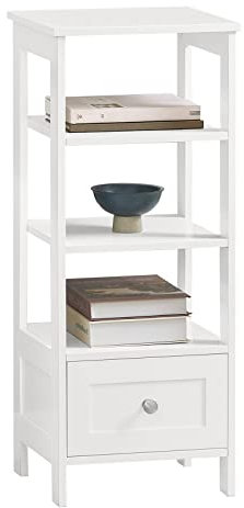 SoBuy FBT91-W Beistelltisch hoch Nachttisch mit Schublade und Ablagen Sofatisch Beistelltisch Telefontisch Nachtschrank Nachtkommode BHT ca.: 30x74x28cm