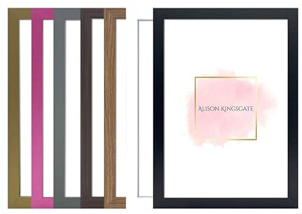 Alison Kingsgate Elegant Sleek Oak 12x8 Inch Frame Size (30.48 x 20.32cm) Flat Classic Oak 12x8 Picture Frame with Safe Perspex Front & Wall Hanging Hooks - British Handmade Décor Frames