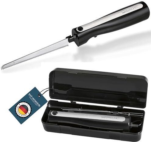 bmf-versand® Elektromesser für Fleisch Brot mit Edelstahl Doppelklingen inkl Box - Elektronisches Messer Kraftvolle 120 Watt Motor - Leise Spülmaschinengeeignet Rostfrei Schwarz