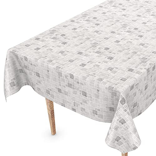 Wachstuchtischdecke Wachstuch Vinyl abwischbar Wachstischdecke Tischdecke 140 x 140cm Schnittkante Fliesen Grau