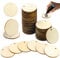WZYTEU 100 Stück Holzscheiben mit Loch, Holzplättchen Rund 3mm Dick für Malen, Hochzeit, Weihnachtsschmuck, DIY Handwerk, Beschriften (4cm)