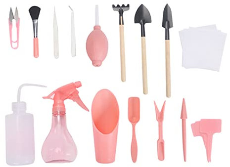 16 Piezas/Set Mini Herramientas De Jardinería Conjunto De Trasplantes Suculentas Herramientas De Trasplante De Kit De Jardín Suculento para El Cuidado De La Planta De Jardín Interior (Rosa) ·