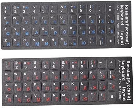2 PCS Russian Keyboard Stickers for PC Computer Laptop Desktop Keyboard, Waterproof and Dustproof Russian Keyboard Stickers for All 10in to 17 Notebook Keyboards (1 Blue 1 Red)