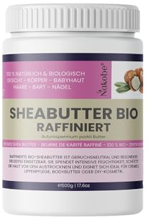 Sheabutter Bio raffiniert – 100 % rein, geruchsneutral & pflegend – Karitébutter für Haut, Haar & DIY-Kosmetik – 500 g - Nakobe