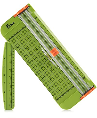 Firbon Papierschneider A4, Grasgrün, 30,5 cm, Titan, gerader Papierschneider mit seitlichem Lineal für Scrapbooking, Basteln, Papier, Gutschein, Etikett, Karton