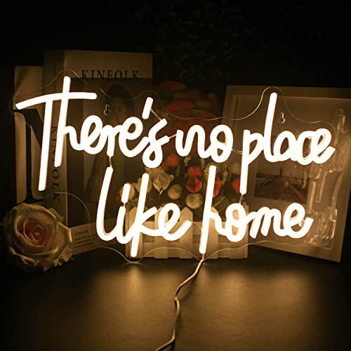 Looklight There’s no Place Like Home Neon Sign Warm White Neon Signs for Wall Decor, Home Neon Light Sign USB Letter Light Up Signs for Bedroom Living Room Home Birthday Wedding Party