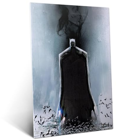 Displate Offiziell DC Comics MetallPoster Magnetische Befestigung Inklusive Lizenziert Bilder Hochwertiges Poster Batman Light Absorption - Black Mirror 45 cm x 32 cm
