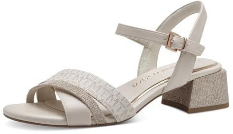 MARCO TOZZI Damen Sandalen mit Absatz mit Verstellbarem Riemen Elegant, Beige (Cream Comb), 37 EU