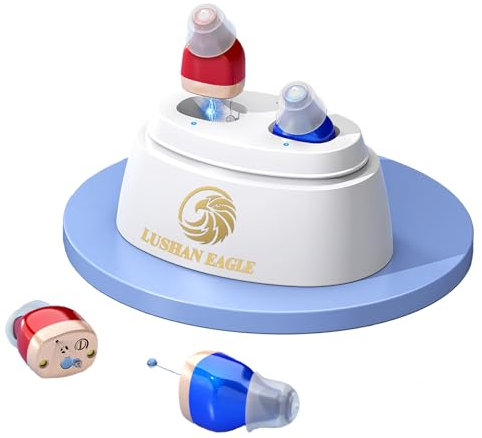 LUSHAN EAGLE Amplificador De Chip Digital en el oído Sonido Claro Mini Inalámbrico Inteligente Reducción De Ruido Auriculares De Amplificación Recargables (rojo azul)