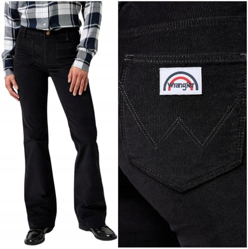 Wrangler Flare Jeans para Mujer, Black, 28W / 32L