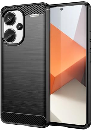 betterfon Carbon Handyhülle kompatibel mit Xiaomi Redmi Note 13 Pro+ 5G | Smartphone Case aus TPU-Silikon | Schwarz