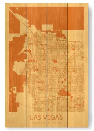 artboxONE Holzbild 60x40 cm Städte/Las Vegas Las Vegas Karte von Künstler Webwald