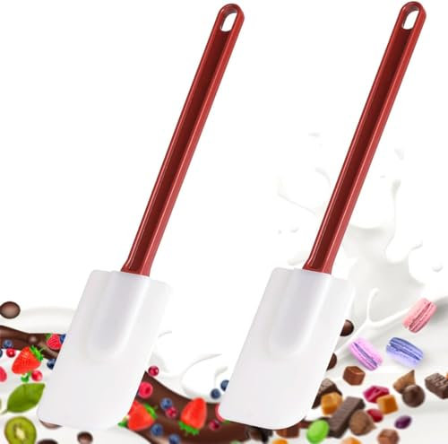 Commercial Silicone Spatula Set of 2, High Heat Resistant Silicone Scrapers 16 Inches, Commercial Spatula for Cooking, Rubber Spatula Set Resistant to 500℉ (2 Scrapers 16/L)