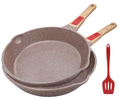 AIKENBBKK Sartén de Cerámica, Juego de Sartenes de 3 Piezas 26/28 cm con Mango Extraíble, Juego de Sartenes con Revestimiento Cerámico