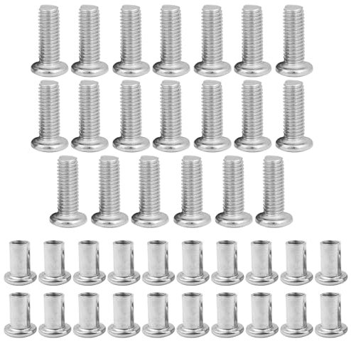 JCUGSBS 20 PCS viti a brugola testa piatta M4 x 6 mm dadi esagonali lunghi con manicotto a testa tonda,Dadi esagonali piatti per il collegamento di mobili, Divano Rilegatura con decorazione in pelle