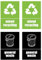 Recycling Bin Stickers - Self Adhesive PVC - Pack of 4 Signs - General Waste and Mixed Recycling - 150mm x 100mm