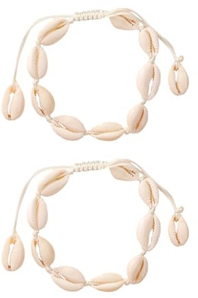 ZGDEIWGF 2 Stück Geflochtene Muschelarmbänder, Verstellbare Armbänder, Stilarmbänder, Strandschmuck, Fußkettchen Im Hawaiianischen Stil, Personalisierte Kreative Armbänder