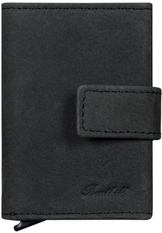 Benthill Geldbörse Herren Echt Leder - Smart Wallet Klein mit RFID-Schutz - Slim Portemonnaie für Männer - Kreditkartenetui, Farbe:Black (H)