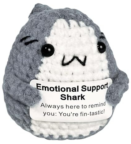 Irikdescia Gestrickte Hai Puppe, Emotionale Unterstützung Und Energie, Positive Geschenke, Strickpuppe, Mutmacher Glücksbringer Für Prüfung, Stressabbau Geschenk(Graue)