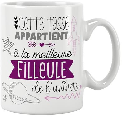 ÉNJA Création Mug filleule. Famille/Tasse – Filleule ; la meilleure de l'univers - Cadeau anniversaire Cadeau original. Céramique haute qualité 11oz - 320 ML (FILLEULE)