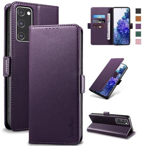 Yunubeyii Funda para Samsung Galaxy S20 FE - [RFID Bloqueador] Carcasa de Cuero PU, Magnético Libro Tipo Flip Capa,Soporte Plegable con Tarjetero,Morado