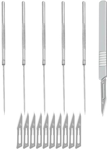 MYGLOAR 16PCS Aghi e bisturi da dissezione, aghi/bisturi da dissezione - Aghi da dissezione a punta dritta in acciaio inossidabile Aghi da dissezione di micro precisione