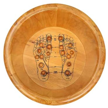 FashionCha Holz Fußbadewanne mit Massagefunktion für die Fußpflege, 30cmx36cm
