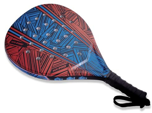 Hy-Pro Racchetta da padel, design rosso e blu, struttura leggera in schiuma ABS, con cinturino da polso