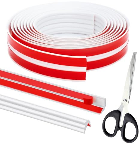 Moulures de protection autocollantes - Blanc - Plinthe souple flexible - Autocollant - Pour bord de table, cadre de porte, mur, plinthe (3 m x 40 mm)