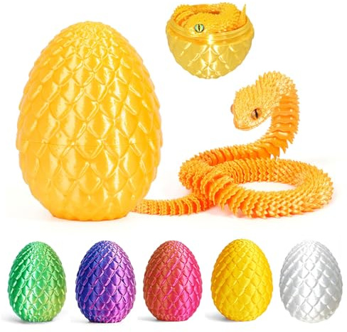 12'' 3D-gedruckte Schlange mit Ei - 3D-Schlangenfigur in Ostereiern Artikulierbare Schlange - Bürospielzeug für den Schreibtisch Fidget-Spielzeug - für Erwachsene und Kinder
