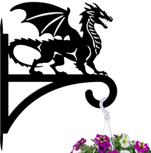 peacoblue Pflanzenhalter Wandhaken,Drache Metall Blumenhalter | Robuster Pflanzenhaken 12x15 Zoll für Innen und Außen,Halterung für Blumentöpfe,Laternen und Vogelhäuser für Garten