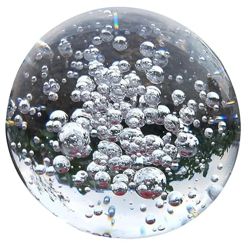 Transparente Kristallkugel mit Blasen, Dekorative Glaskugeln, Blasenkugel für Springbrunnen im Zuhause, Büro, Meditation oder Fotografie(3.14in/8cm)