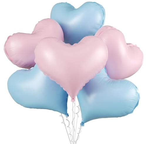 Palloncini a forma di cuore rosa blu, 61 cm, grandi palloncini in lamina a forma di cuore rosa, per compleanni, matrimoni, baby shower, anniversari, decorazioni per feste