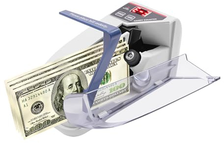 Tragbarer Geldzähler, 600 Blätter/Minute, Banknotenzähler Geldzählmaschine für Banknoten aus verschiedenen Ländern geeignet