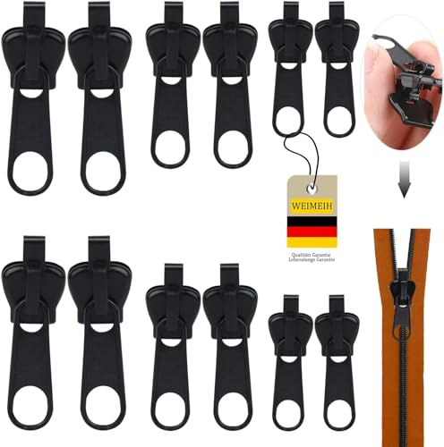 Reissverschluss Reparatur Set Ersatz, 12 Stück Abnehmbare Reißverschluss Zipper Reissverschluss Zipper Reparatur Reißverschluss Reparaturset für Jacken, Rucksäcke, Koffer (12)