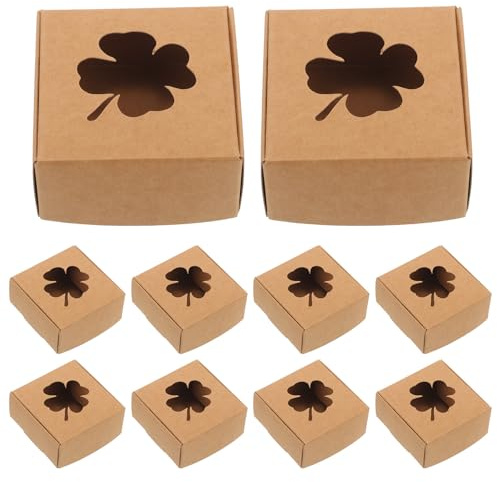 Parliky 20 Stück Kraftkartons Geschenkboxen aus Papier mit Vierblättrigem Loch Design für Handgemachte Seifen und Pralinen in Küchen und Dessertgeschäften
