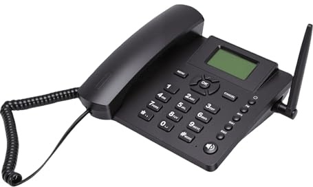 Denash Drahtloses GSM-Schreibtischtelefon, Dual-SIM-Quad-Band-2G-Schnurlostelefon mit Radiowecker, Tischtelefon für das Home-Office-Hotel-Callcenter