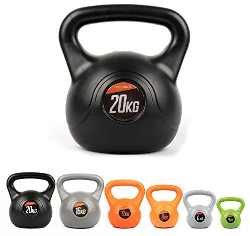 Phoenix Fitness RY973 Kugelhantel aus Vinyl, schwere Kugelhantel für Kraft- und Cardio-Training, Schwarz, 20 kg