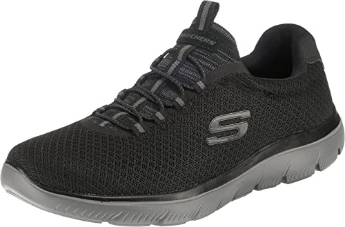 Skechers Men's Summits Sneaker, Black Mesh Charcoal Trim, 10.5 UK
