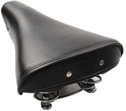 TentHome Sattel Classic Vintage Fahrradsattel Fahrradsitz Stahlgestell Schraubenfeder Niete (Schwarz)