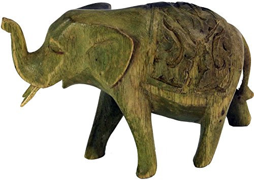 GURU SHOP Kleine Deko Figur, Holzfigur Elefant - Modell 1, 11x16x7 cm