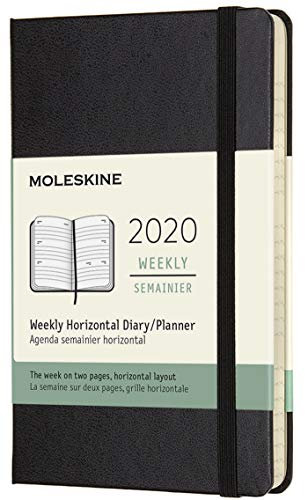 Moleskine Wochenkalender, Taschenkalender, 12 Monate, 2020, Pocket, A6, Horizontal, Hard Cover, Schwarz