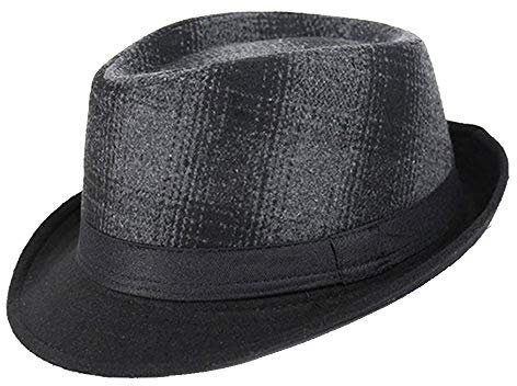 AIEOE - Trilby Hut Gangsterhut Herren Fedora Hut Filzhut Erwachsene Damen Mütze Panama Jazz mit Breiter Krempe für Frühling und Herbst Schwarz - Grau