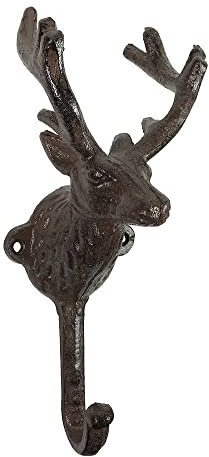 zeitzone Garderobenhaken Rentier Groß Wandhaken Kleiderhaken Gusseisen Antik-Braun 22cm