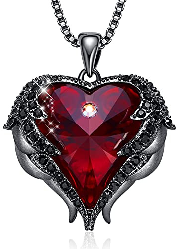 CDE Angel Wings Heart Birthstone Pendant Necklace Gift for Women